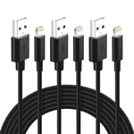 Lot De 3 Câble Iphone 2m Cable Chargeur Iphone Certifié Mfi Câble Lightning Avec Connecteur Résistant Charge Rapide Compatible Avec Iphone 11/Xs/8 Plus/7 Plus/6s/Ipad Pro/Air/Airpods-Noir