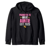 Cute Promoted to Great Auntie Est. 2025 Funny New Aunt 2025 Zip Hoodie