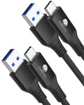 CONMDEX [Upgrade 2Pack USB C Cable UP to 10Gbps USB C 3.1 Gen2 USB A Android Auto Cable 3A Fast Charging Sync Data Transfer Cord for Samsung Galaxy S24/S23/S22/S21 Note 20/10 Tab S9 Pixel 9-1M Black