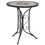 84709HOME NEW•) Jill's Table de bistro, Table d'extérieur mosaïque Gris 61 cm Céramique Design Stable & Chic