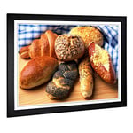 Big Box Art Framed Print of Bakery Bread Rolls (2) Design | Wall Art Picture | Home Decor for Kitchen, Living, Dining Room, Lounge, Bedroom, Hallway, Office, Black, A2 / 24.5x18 Inch / 62x45cm