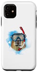 Coque pour iPhone 11 Wild animal Rodents Scuba diving mask and with tube Capybara