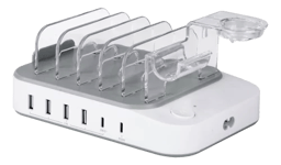 DELTACO – USB charging station, 4x USB-A, 2x USB-C, 50 W, white (DPS-0203)