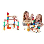 Hape Castle Escape | Quadrilla Whirlpool Wooden Marble Run Construction System & E6021 Quadrilla Race to the Finish, Wooden Marble Run - 58 pieces, Educational Construction Toys