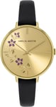 Amelia Austin Floral Ladies Watch with Black Strap and Gold Dial AA2000