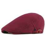 ZYM Men Flat Newsboy Hat Adjustable Vintage Beret Hats Cabbie Cap-Red