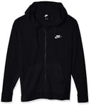 Nike M NSW Club Hoodie FZ JSY Sweat-Shirt Homme, Black/(White), FR : S (Taille Fabricant : S)