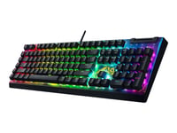 Razer Blackwidow V4 X - Fortnite Edition - Tangentbord - Full Size - Med Mediavals - Bakgrundsbelyst - Usb - Qwerty - Amerikansk - Tangentbrytare: Razer Yellow