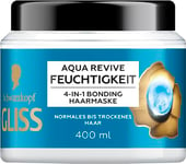 Gliss Cure hydratante 4 en 1 Aqua Revive (400 ml) avec système HAPTIQ et acide hyaluronique pour une sensation de cheveux hydratée, masque capillaire pour cheveux normaux à secs