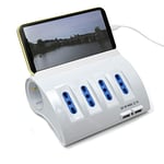 Ewent EW3934 Bloc d'alimentation et rallonge. Multiprise de Table avec 2 Ports USB et Support pour Smartphone