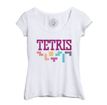 T-Shirt Femme Col Echancré Tetris Jeux Vidéo Retro Gaming Vintage