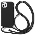 ZhuoFan for Apple iPhone SE 2020/7/8/SE 2022 Case,Silicone Stylish Cord Strap rope Shell TPU Shockproof Bumper Shockproof Phone Cases Lanyard Cover for iPhone SE 3 4.7 Inch-Black