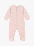 Petit Bateau Baby Cloud Velour Sleepsuit, Saline/Marshmallow