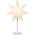 EGLO Lampe de table avec étoile de Noël, étoile décorative éclairée en papier avec socle en bois, 3D pour fenêtre, blanc avec câble, lampe de table de Noël, douille E14, 52 cm