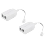 In-Line DSL Splitter Filter, 6P2C 2Way Socket Phone Line Splitter White 2Pack