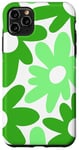 Coque pour iPhone 11 Pro Max Motif floral vert rétro vintage années 70 hippie