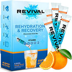 Revival Rapid Rehydration, Electrolytes Powder - High Strength Vitamin C, B1, B3, B5, B12 Supplement Sachet Drink, Effervescent Electrolyte Hydration Tablets - 6 Pack Orange