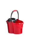 Maya Seau Ergo Pro | Forme Ovale | Capacité de 15 litres | Égouttoir Inclus | Poignée en Caoutchouc | Couleur Rouge, Jaune, Vert ou Bleu | Réf 09115 (Rouge)