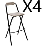 Pegane - Lot de 4 tabouret de bar pliable en acier et pvc coloris naturel - Dim : l 48 x l 50 x h 98 cm