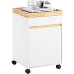 Sobuy - ASK03-W Caisson de Bureau à Roulettes, Organiseur Bureau, Meuble de Rangement Bureau, Caisson de Rangement Bureau avec Tiroirs – 40x40x63 cm,