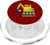 I'm 3 Digging It Funny Construction Little Builders Fun Kids PopSockets PopGrip pour MagSafe