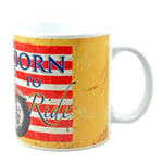 The Original Metal Sign Co Retro Art Mug Born to Ride USA Motor Cycle