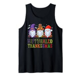 Halloween Thanksgiving Christmas Happy HalloThanksMas Gnomes Tank Top