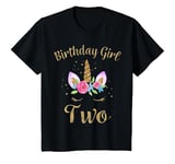 Youth 2 Year Old Birthday Girl Unicorn Shirt 2nd Birthday Outfit T-Shirt