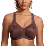 SYROKAN Femme Soutien-Gorge de Sport à Armature Grand Maintien Dos Nageur Taupe 85F