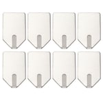 8PCS Stainless Steel Wall Hooks Self Adhesive Towel Coat Clothes Bag Hanger Hook