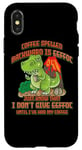 Coque pour iPhone X/XS Coffee Spelled Backwards Is Eeffoc Funny T-Rex Dinosaur Dino