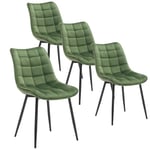 WOLTU 4X Chaise de Salle à Manger Chaise de Cuisine Assise rembourrée en Velours épais Pieds en métal, Vert Foncé,BH142dgn-4