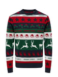 Onsxmas Reg 12 Mix Xmas Jac Crew Knit Navy ONLY & SONS