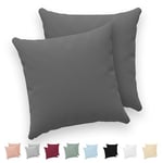 Twinzen® Taie Oreiller 40x40 cm (Lot de 2) - 100% Coton Jersey 150 GSM - Anthracite - Taie d'oreiller 40x40 cm - Housse de Coussin avec Fermeture Éclair - Certifié Oeko-Tex