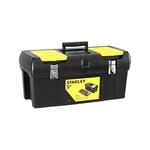 STANLEY Toolbox with Metal Latch, 2 Lid Organisers for Small Parts, Portable Tote Tray for Tools, 16 Inch, 1-92-065