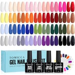 TOMICCA 40PCS Vernis Semi Permanent Kit, 36PCS Vernis Gel UV & 4PCS Base Top Coat Set avec Blooming Gel & Rond Nail Display Nail Tip Exposition, pour les studios de manucure et de bricolage Accueil