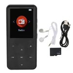 MP3-spelare 2,4 tum Smart HD brusreducering peksknapp FM-radio 16 GB Bluetooth 5.0 musikspelare med minneskort Svart 128 GB minneskort