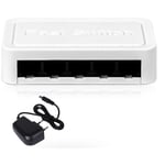 Tlily - Mini Commutateur RéSeau 5 Ports Ethernet RéPartiteur Internet Bureau 10/100/1000Mbps Hub RJ45, Gigabit Blanc, Prise ue