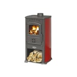 Poêle à bois 7,3KW Rouge / Anthracite Struture Acier Volume de chauffe 95m3 KORAL