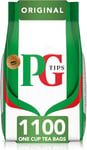 PG Tips Original | Black Tea Bags Bulk | One Cup | Refreshing & Flavourful | Ideal For Office Catering | 1100 Plant Based Biodegradable Square Teabags