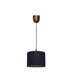 Abba Cylindrical Pendant Ceiling Light Dark Blue Gold 20cm