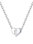 Chaine Femme Lettre E Pendentif Coeur Initial Argent 925 Collier Alphabet Gravure Petit Ras de Cou Prénom Majuscule Mignon Fine Forcat Rolo 40 cm Cadeau Enfant Fille 16 ans Ado Adult