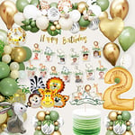 Decoration Anniversaire 2 an, Ballon Anniversaire 2 an, Jungle Decoration Anniversaire Fille Garcon avec Deco Anniversaire 2 an, kit anniversaire fille pour Jungle Safari Anniversaire jungle fille