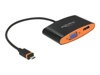 Delock - Adapter För Video / Ljud - Micro-Usb (Slimport) Hane Till 15 Pin D-Sub (Db-15), Hdmi, Mikro-Usb Typ B (Endast Ström) Hona - 20 Cm - Svart