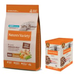 Nature's Variety Trockenfutter + Original Paté No Grain Adult Nassfutter-Mix gratis! - 10 kg Healthy Grains Puppy Medium/Maxi Huhn + 4 x 300 g Medium / Maxi