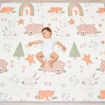 Tapis de Jeu/de Sol pour Enfant Bebe 180x200x1,5cm XXL en Mousse Epais Pliable Reversible - Tapis d'éveil/de Motricité Favorisant Le Développement Sensoriel Cadeau bébé