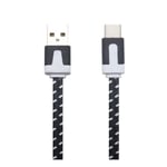 Cable Noodle Type C pour JBL FLIP 5 Chargeur Android USB 1,5m Connecteur Tresse - NOIR