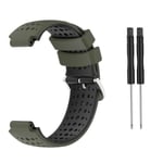 (armégrön + svart) Watch med stålspänne, med skruvmejsel för Garmin Forerunner 220 230 235 620 630 735XT