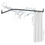 Erica Tringles de Rideau de Douche pour angle. 70x90/70x160cm Fixation pour Coins ou Baignoire, Barre de Rideau de Douche sans Support au Plafond, Revêtement en Poudre, 100% Inoxydable. Noir.