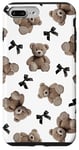 Coque pour iPhone 7 Plus/8 Plus Ours en peluche et nœuds de ruban noir sur blanc